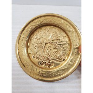 Vintage Brass Plate,small Brass Plate, Carved Trincket Plate, Carved Brass